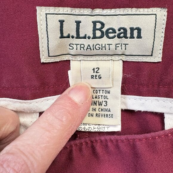 LL Bean Straight Fit Chino Women's 12 Regular Red Mid Rise Side Zip‎ - Picture 3 of 13